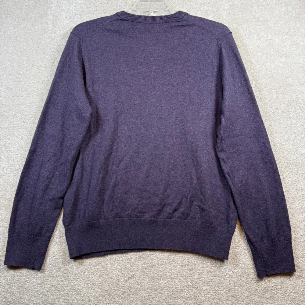Banana Republic V-Neck Sweater Mens Large Purple Cotton Cashmere Blend Heathered